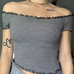 Striped off the shoulder top